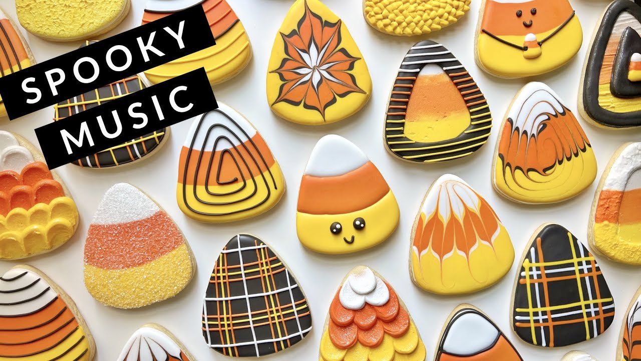 CANDY CORN | Satisfying Cookie Decorating of Candy Corn Cookies with Royal Icing