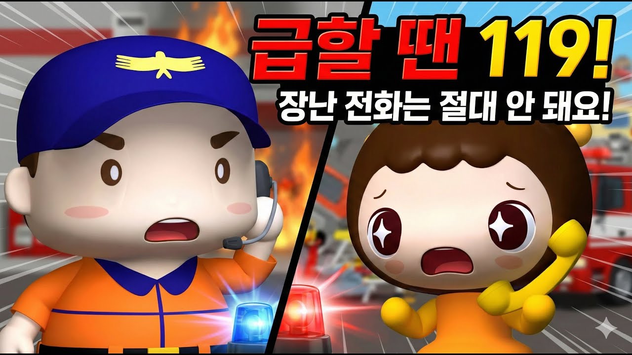 급할 땐 119에 전화해, 🚑 유아 안전 교육 & 신고 방법 (꾸꾸야야), 꾸꾸야야의 생활습관동화