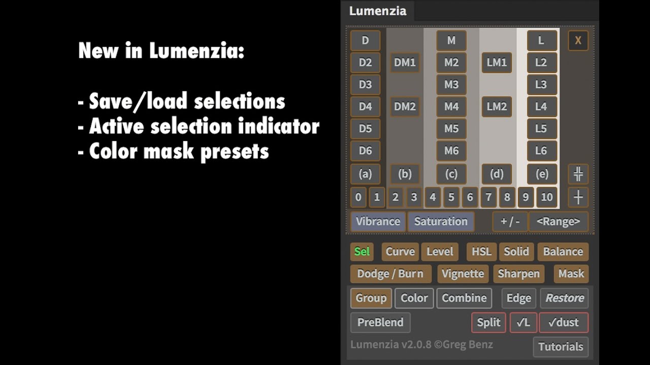 Lumenzia:  Save/Load Selections and Mask by Color