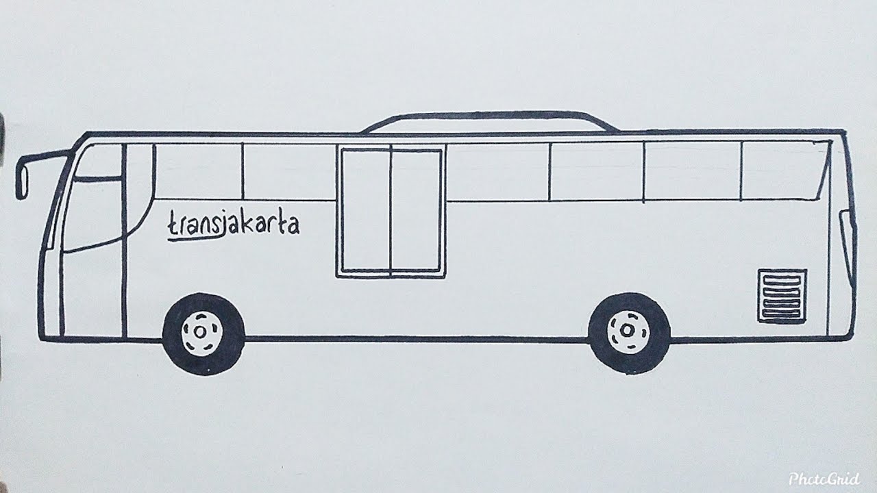 cara Mudah Menggambar Mobil Bus Trans Jakarta - Tutorial Menggambar Untuk pemula