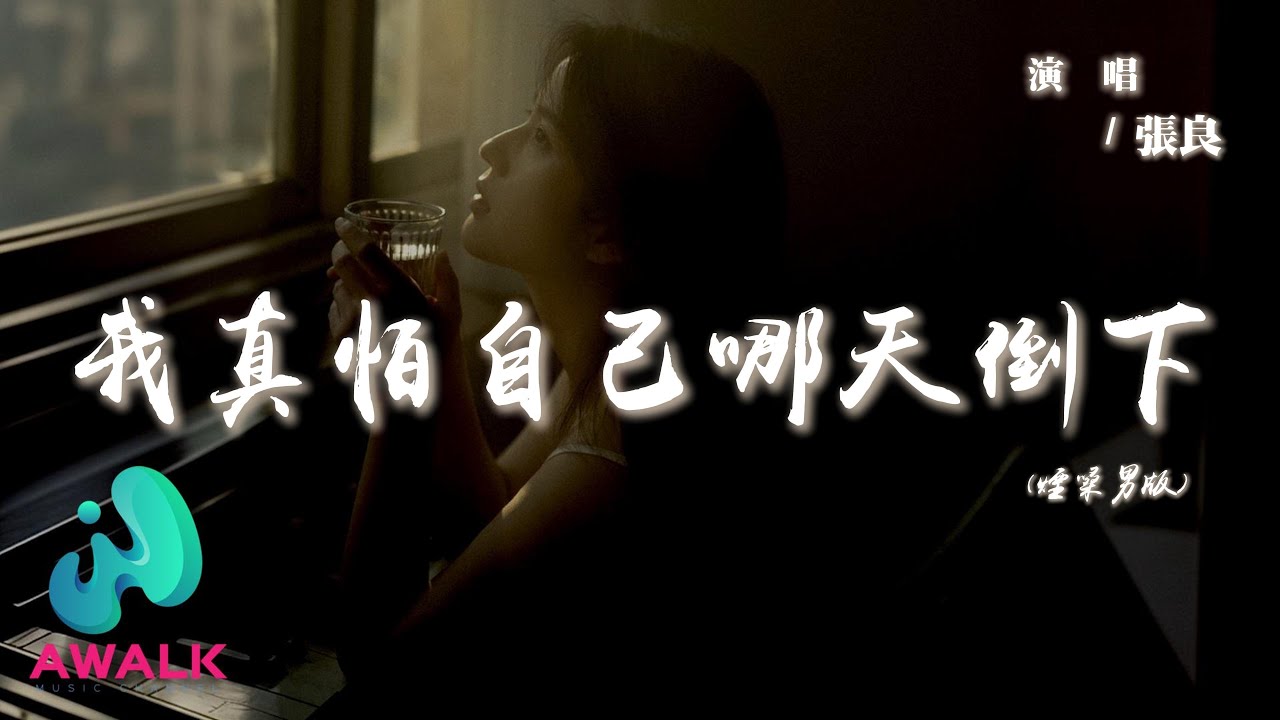 張良 - 我真怕自己哪天倒下 (煙嗓男版)『我真怕自己老了病了沒人會牽掛，我真怕自己拼命賺錢養不起全家。』【動態歌詞 | Pinyin Lyrics】【AWALK MUSIC】