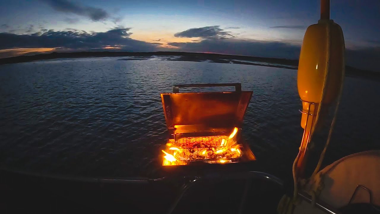 25-37 November night at Pilsey Island - anchoring very close to shore #sailing #solent #bbq #salmon