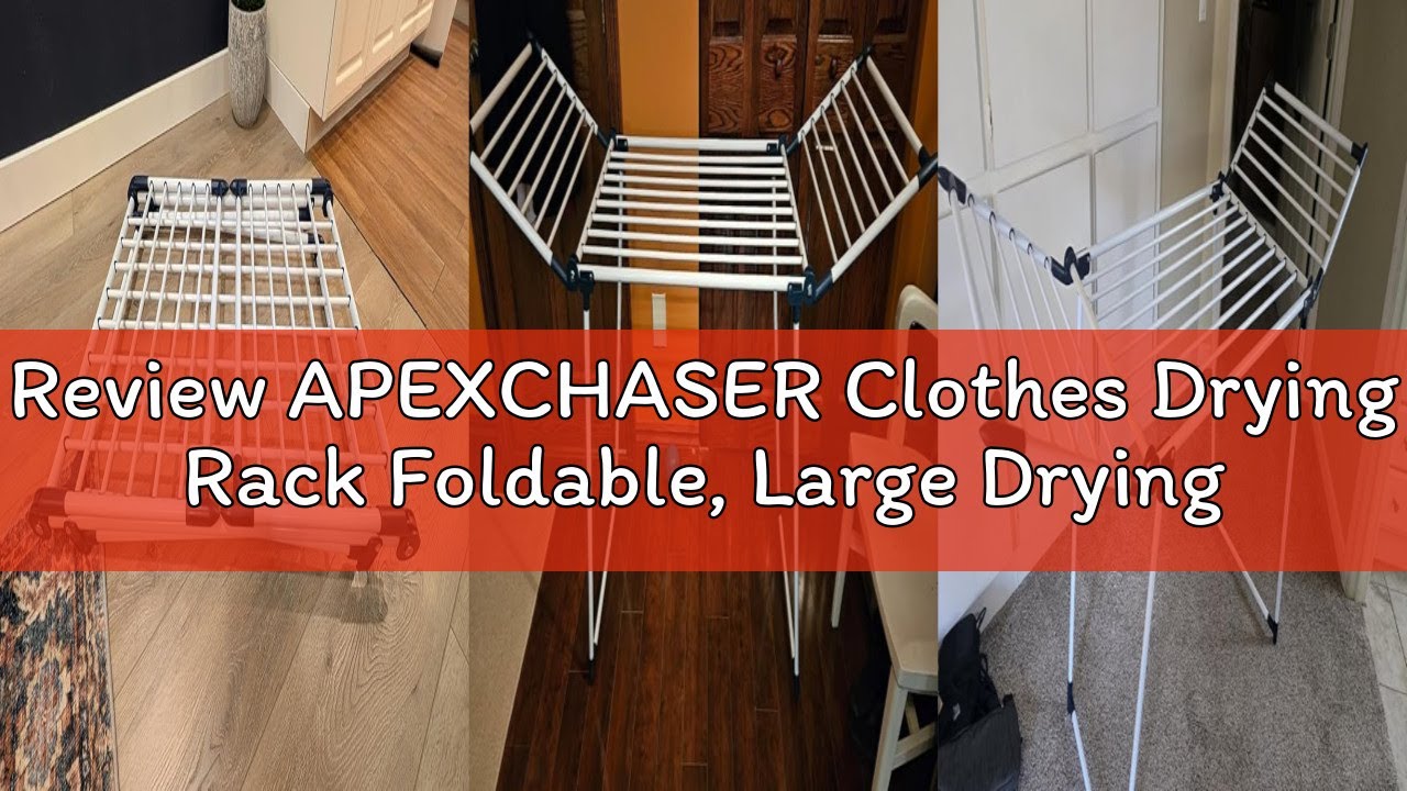 Review APEXCHASER Clothes Drying Rack Foldable, Large Drying Rack Clothing, Winged Laundry Rack Fold