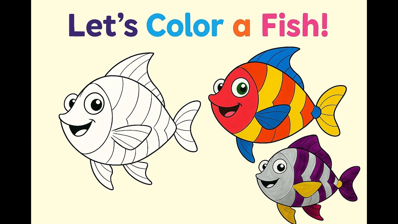 Let’s Color a Fish! 🐠 2 Fun Styles for Kids | Easy & Cute Coloring Time