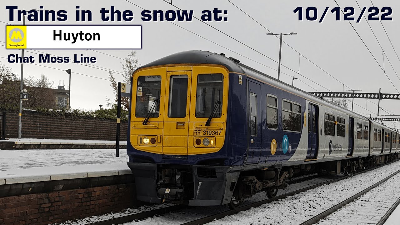 Trains in the snow at: Huyton, Chat Moss Line | 10/12/22
