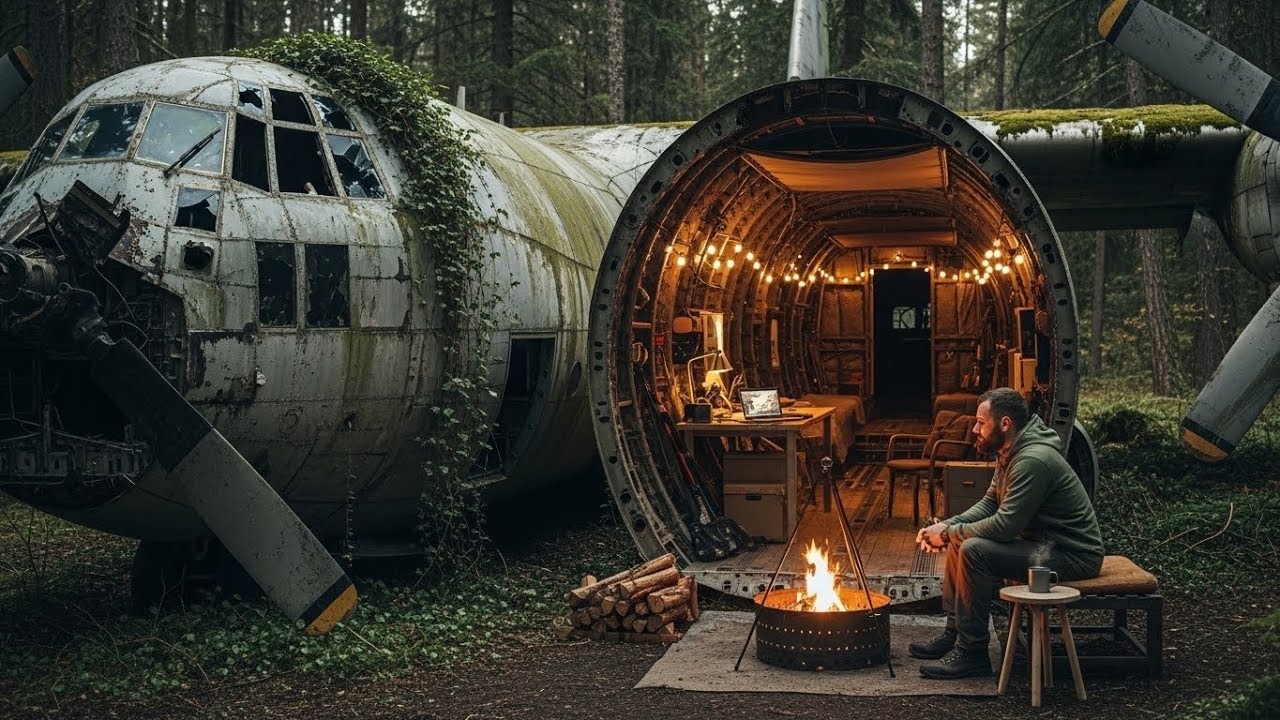 Abandoned C-17 Plane Turned Into a Luxury Jungle Home | ASMR Build