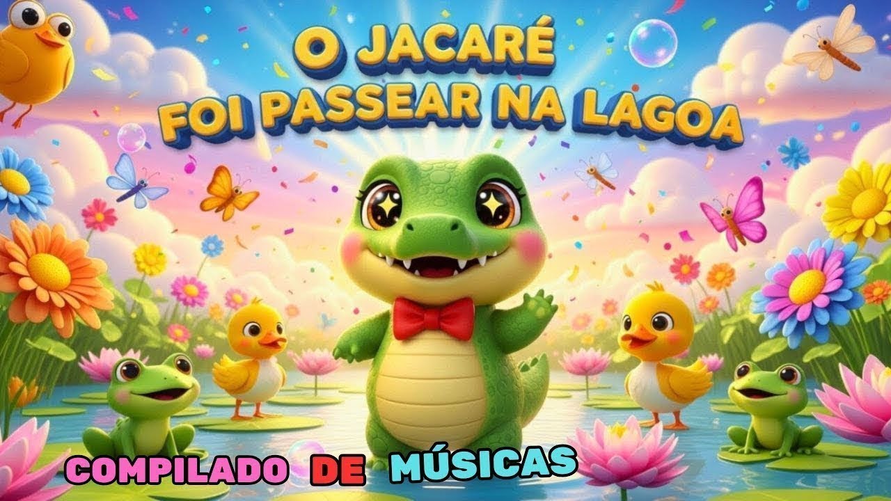 COMPILADO DE MÚSICA INFANTIL    O Jacaré Foi Passear na Lagoa  E MAS 2 MUSICAS  #3palavrinhas