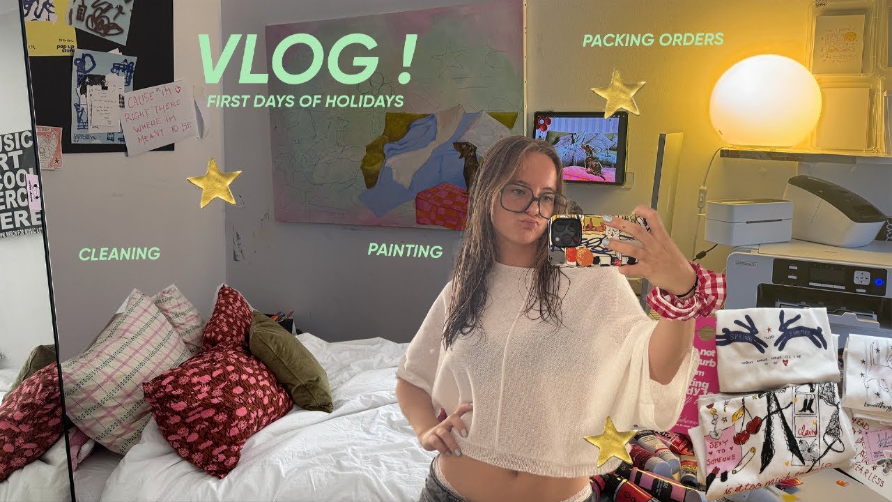 vlog- first days of holidays , painting, packing orders and yapping