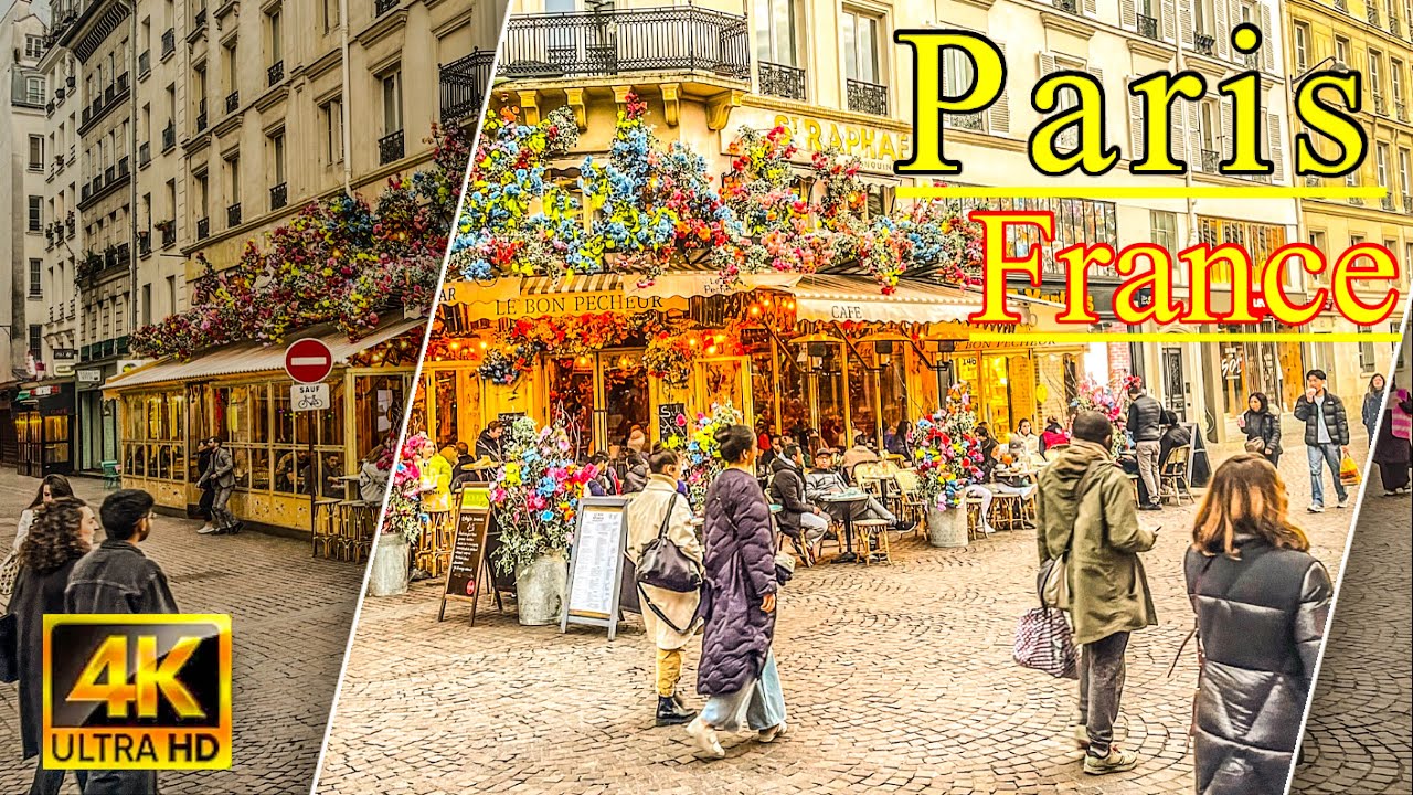 Paris, France Walking Tour -  (4K 60fps hdr video resolution)
