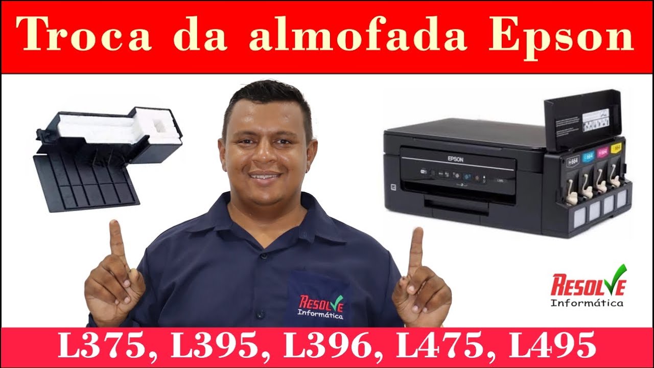✅ Troca da almofada Epson L375 L395 L396 L475 L495. Substituição da caixa de manutenção. Almofada.