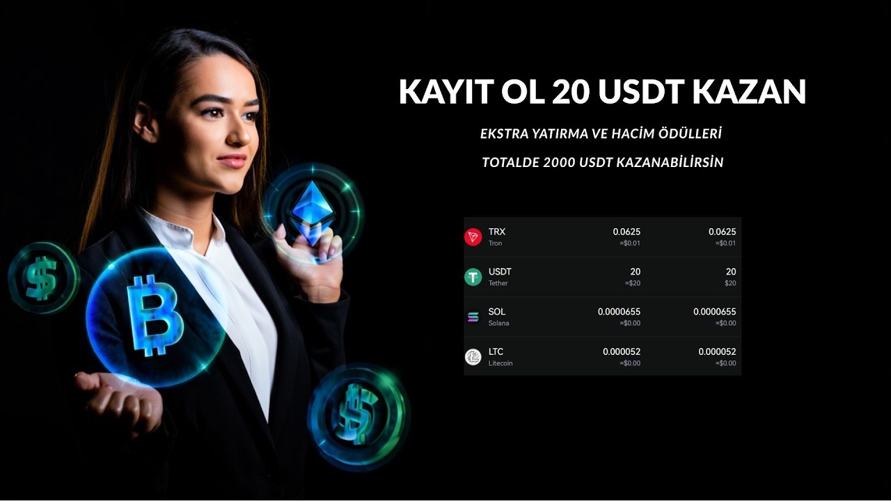 🔥 YATIRIMSIZ 20 USDT BONUS! | 2000 USDT&rsquo;ye Kadar Bonus Fırsatı | T&uuml;m Kazan&ccedil; &Ccedil;ekilebilir