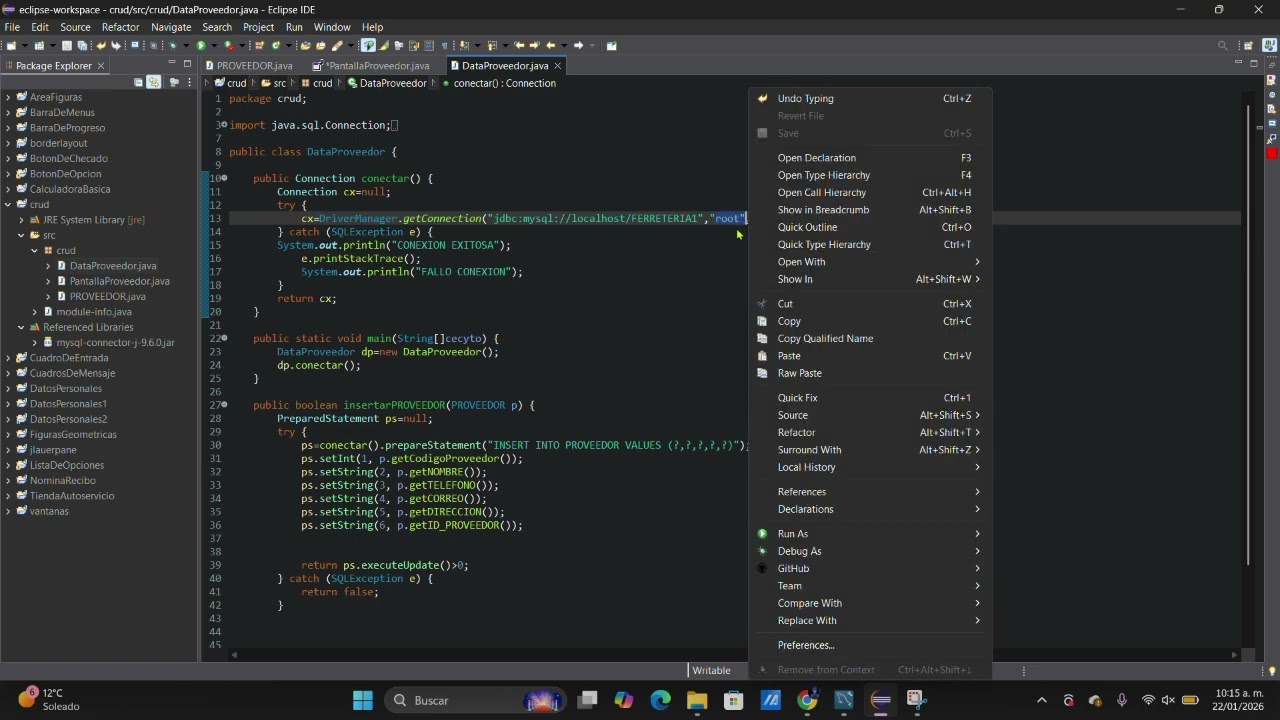 Conexión de base de datos con MySQL y Java Eclipse