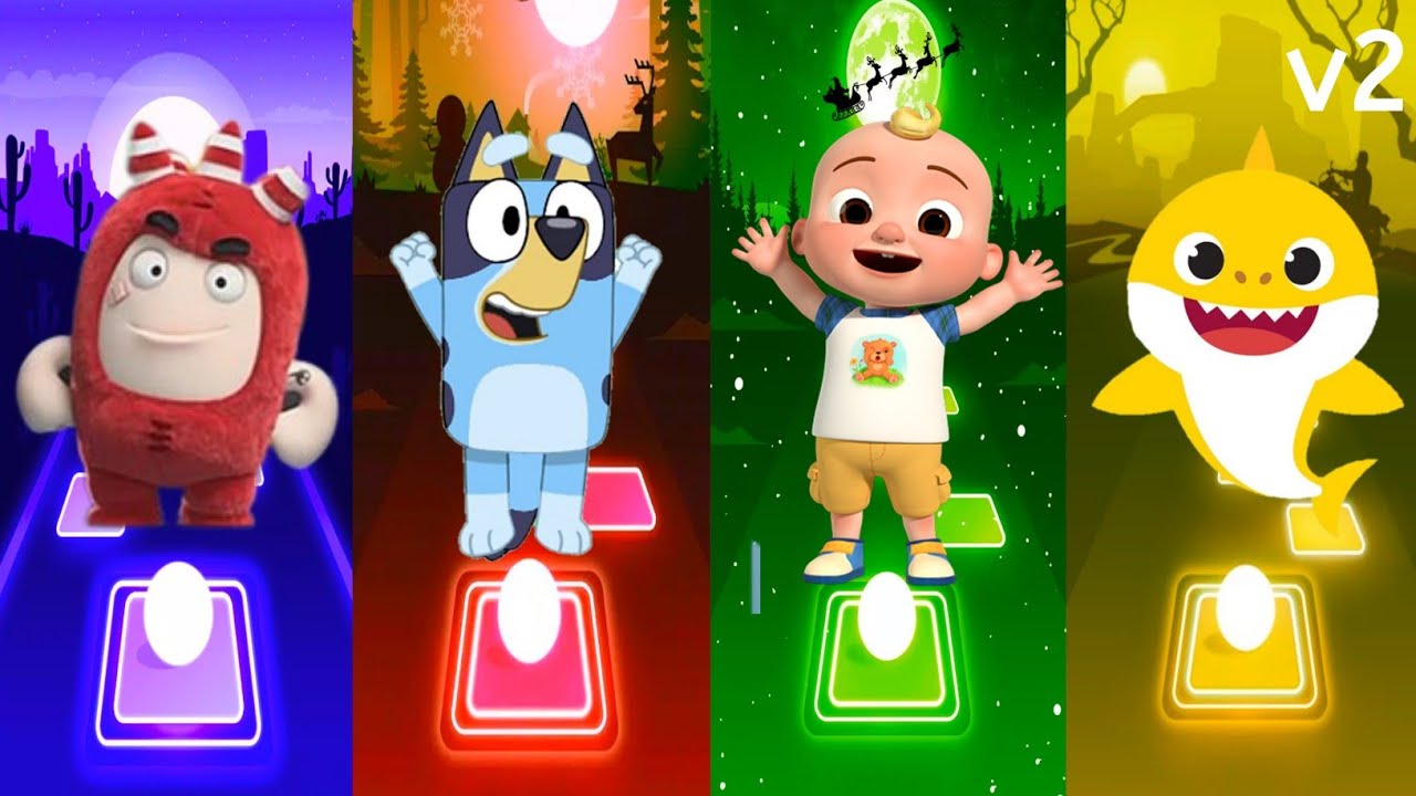 Oddbods 🆚️ Bluey 🆚️ Cocomelon 🆚️ Baby shark 🎶 Tiles hop ?