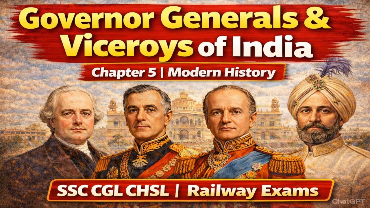 Governor Generals & Viceroys of India | Chapter 5 Modern History | SSC CGL CHSL | Railway Exams