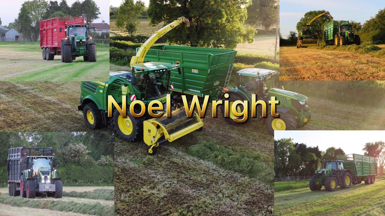 Noel Wright picking grass into the sunset~silage 22~Co.Meath