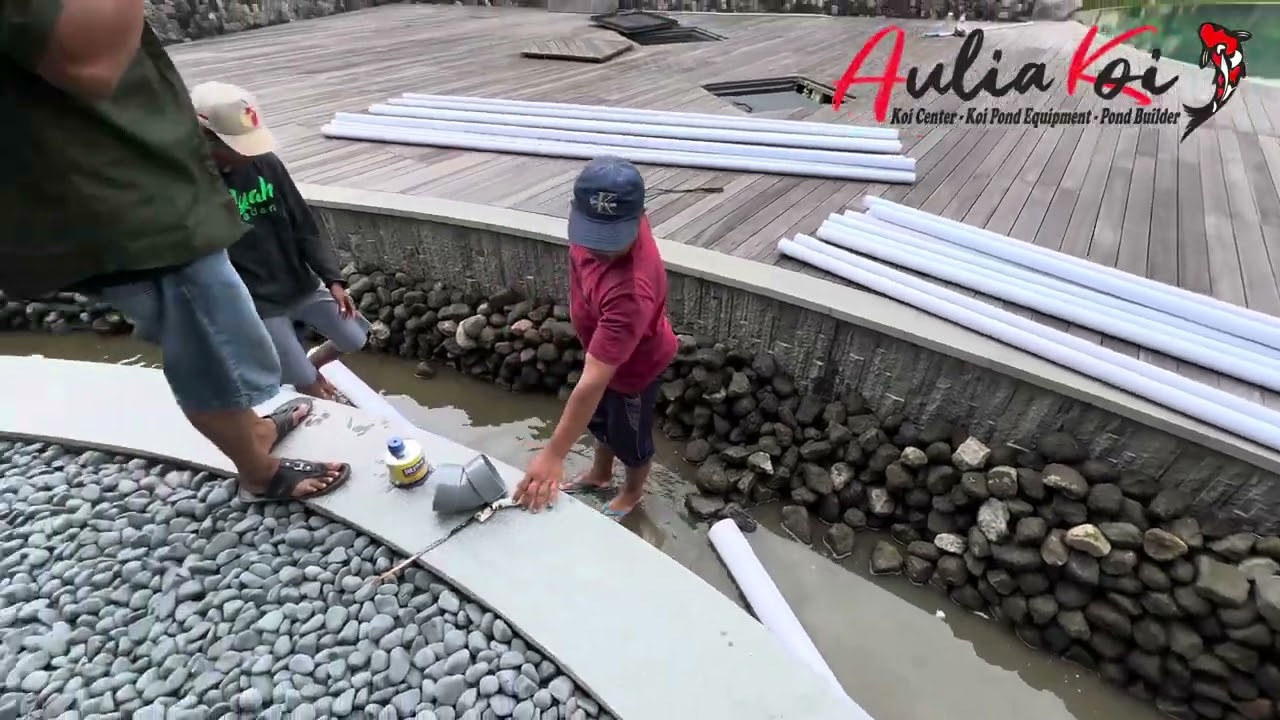 Pemipaan kolam koi 4000 ton di jogja part 2.