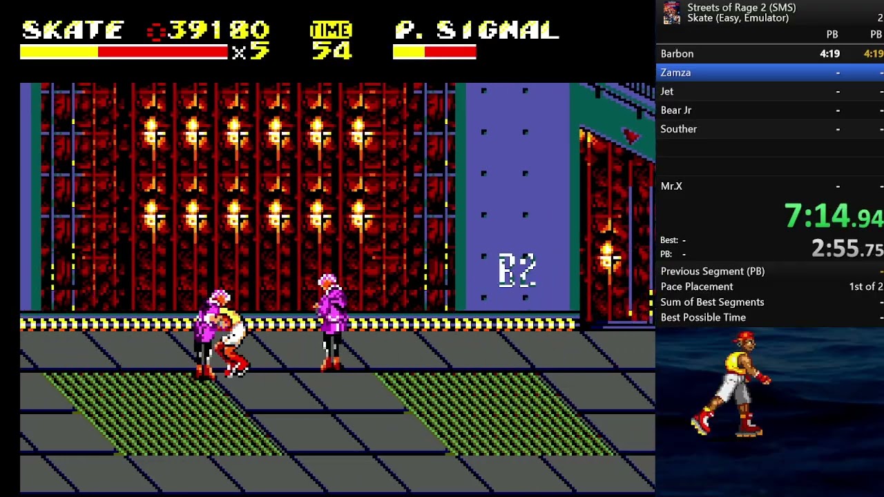 Streets of Rage 2 SMS Skate Easy Speedrun 39:49