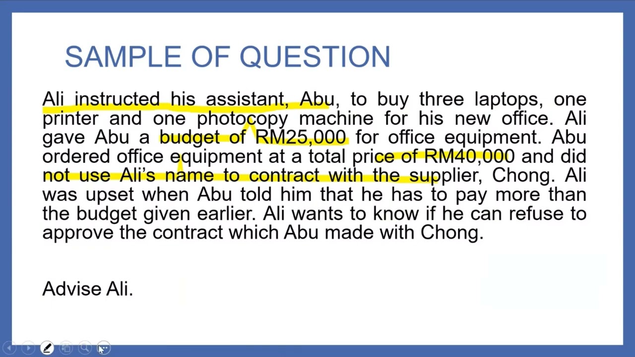 How to Answer Problem Questions on Law of Agency by Dr Nasreen