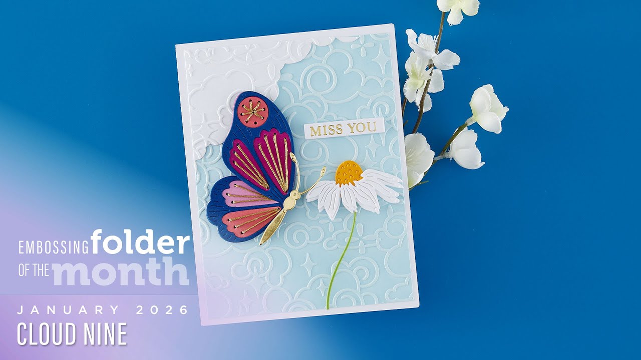 Папка для тиснения 2D месяца от Spellbinders, январь 2026 г. – Cloud Nine