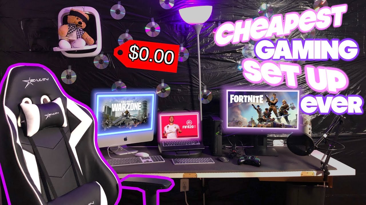 I Built My Cheapest Gaming Set Up Ever Using Household Things | E-Win Gaming Chair Giveaway