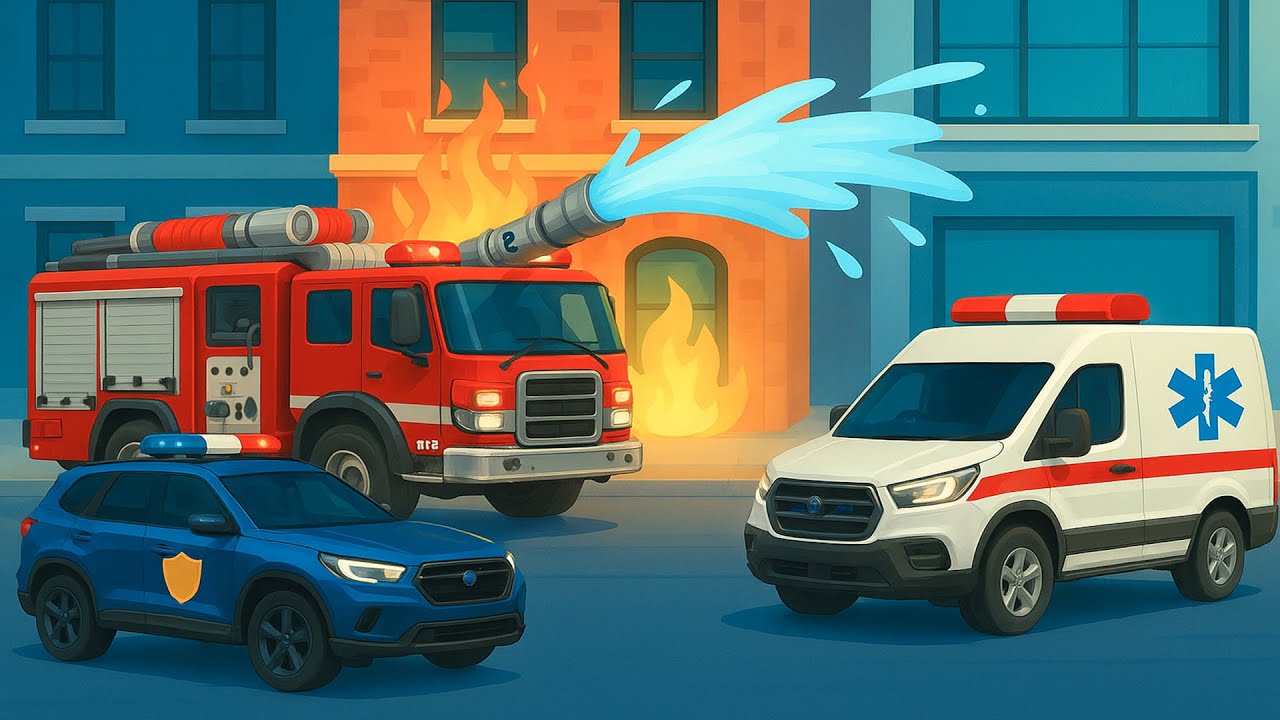 City Emergency Response 🚒🚓🚑 Fire Truck, Police & Ambulance in Action | Vehicle Animation