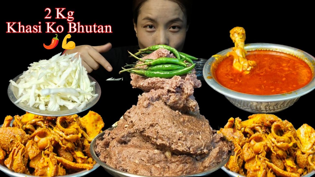 Eating Spicy 2 Kg Mutton Boti With Dhido💪| Chicken Curry King🌶️Chilli Eating Show |खसी को भुटान |