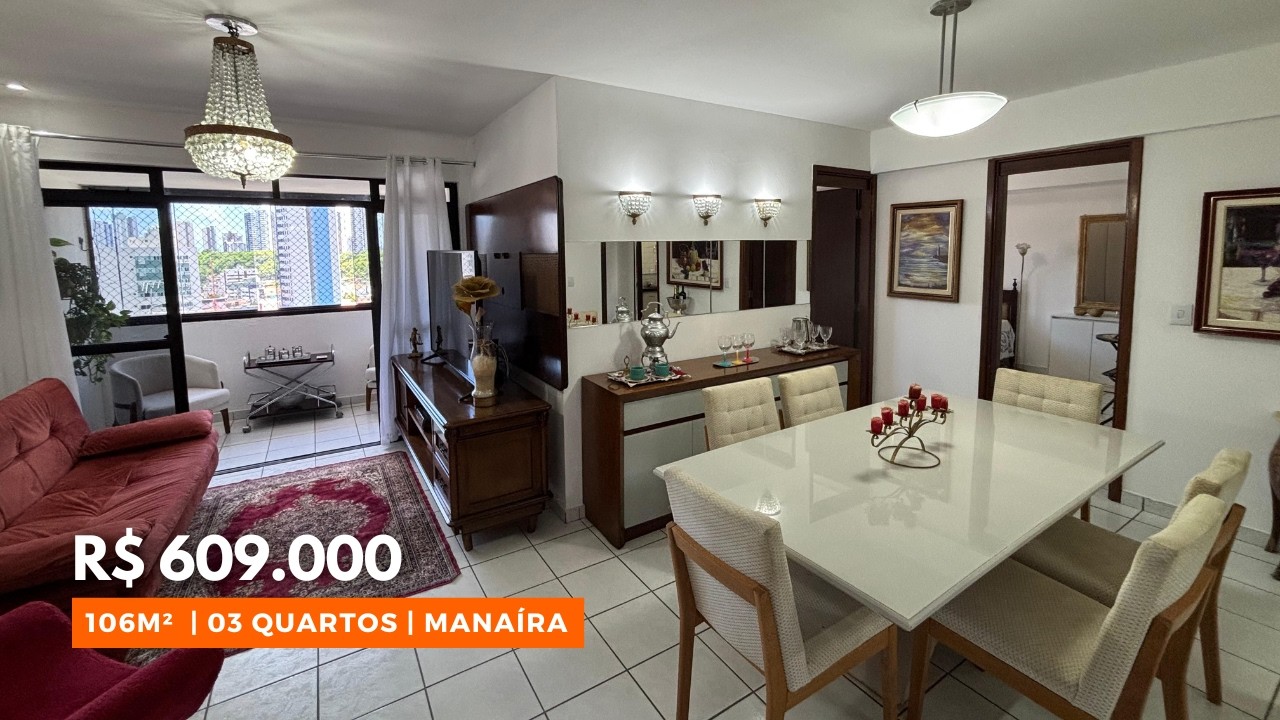 APARTAMENTO DE 03 QUARTOS + DCE POR R$ 695 MIL EM MANAÍRA, JOÃO PESSOA-PB