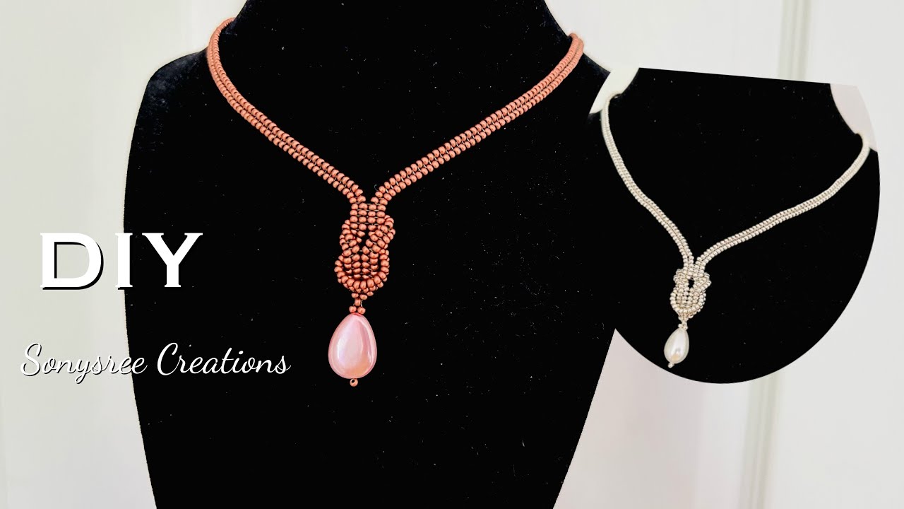 Wedding beaded necklace || Herringbone beaded necklace