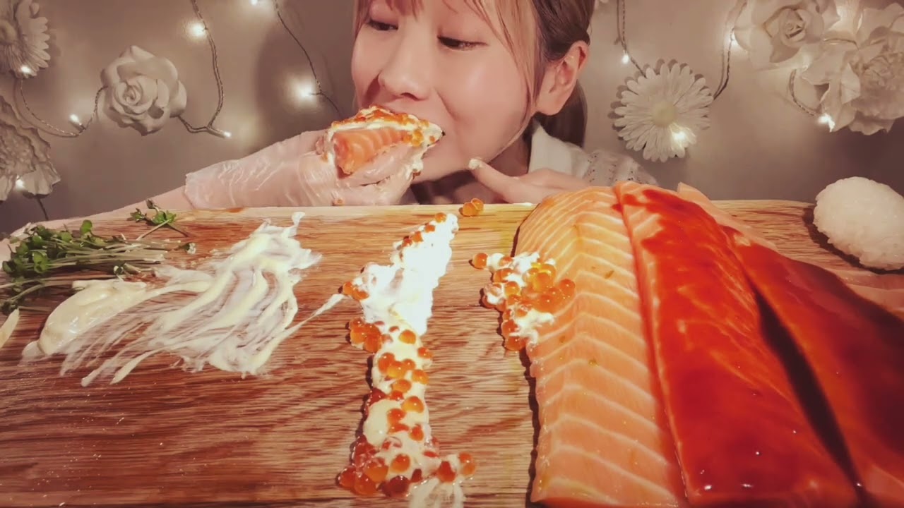 1 Minutes Asmr Mukbang Eating Challenge 🍣🌱🥬🍢🍚🍛🍥🍥🥓🍛🧋🦪🦐  #mukbang #fyp (Cr. @miyuasmr )