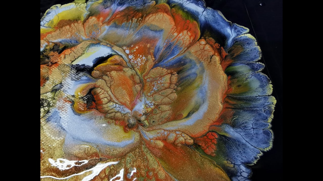 (138) Yellow rose spiral flower dip / Acrylic pouring dip technique