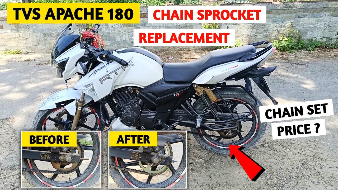 TVS Apache 180 Chain Set Replacement | Apache RTR 180 Chain Sprocket Change | TVS Apache RTR