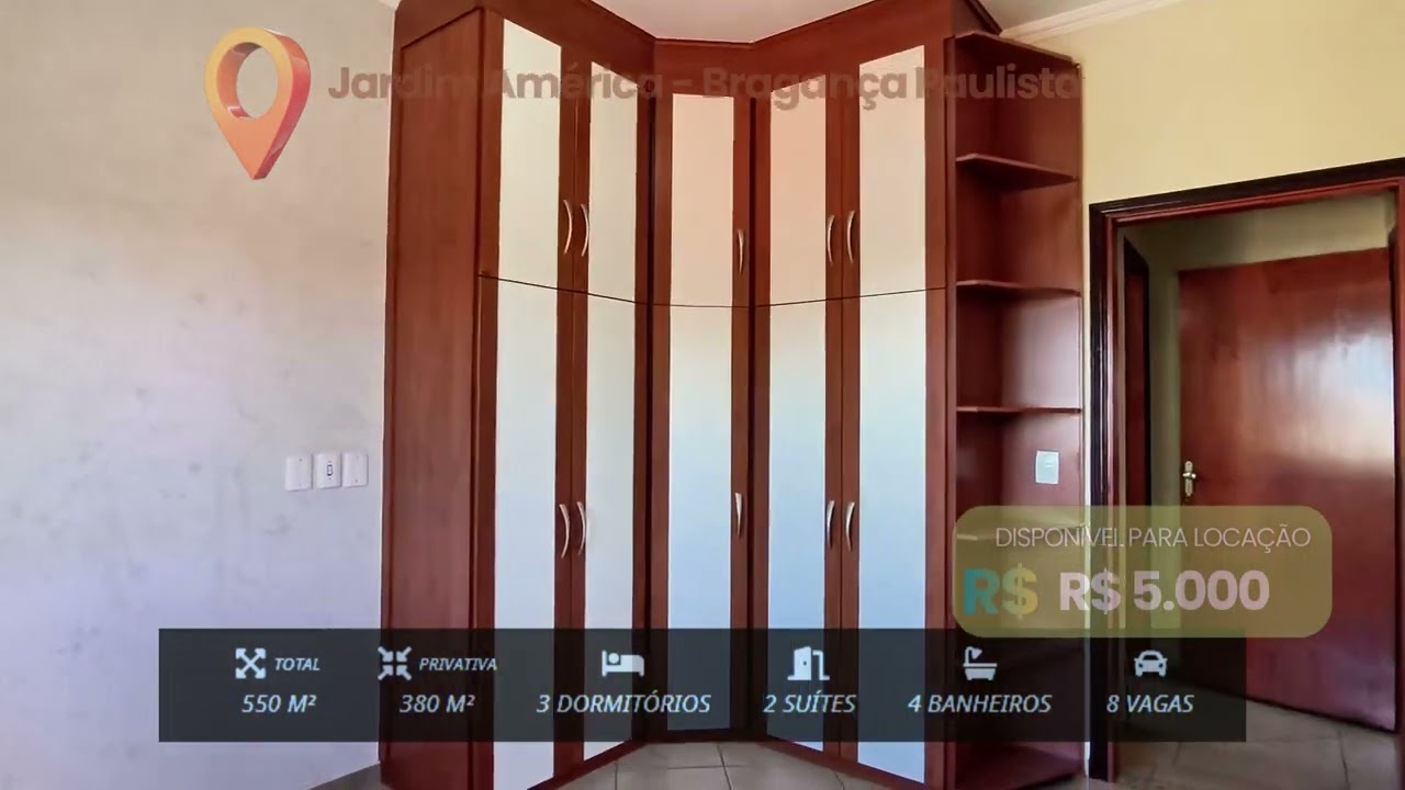 Aluguel em Bragança Paulista: casa ampla no Jardim América por R$ 5.000
