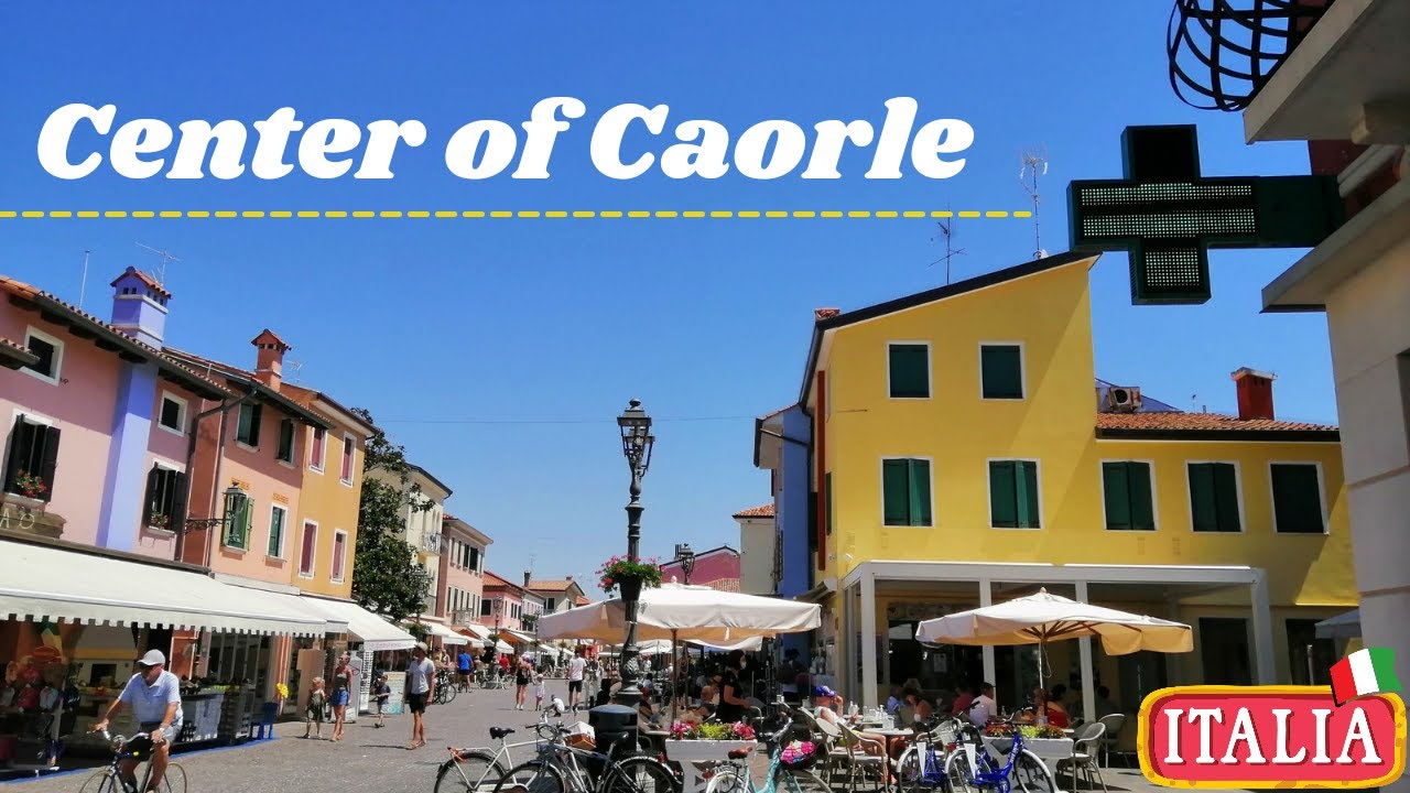 Walk tour in center of Caorle-Beach -colorful house - 4k enjoy life-travel & tour