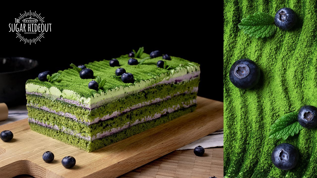 No Eggs! Blueberry Matcha Layer Cake
