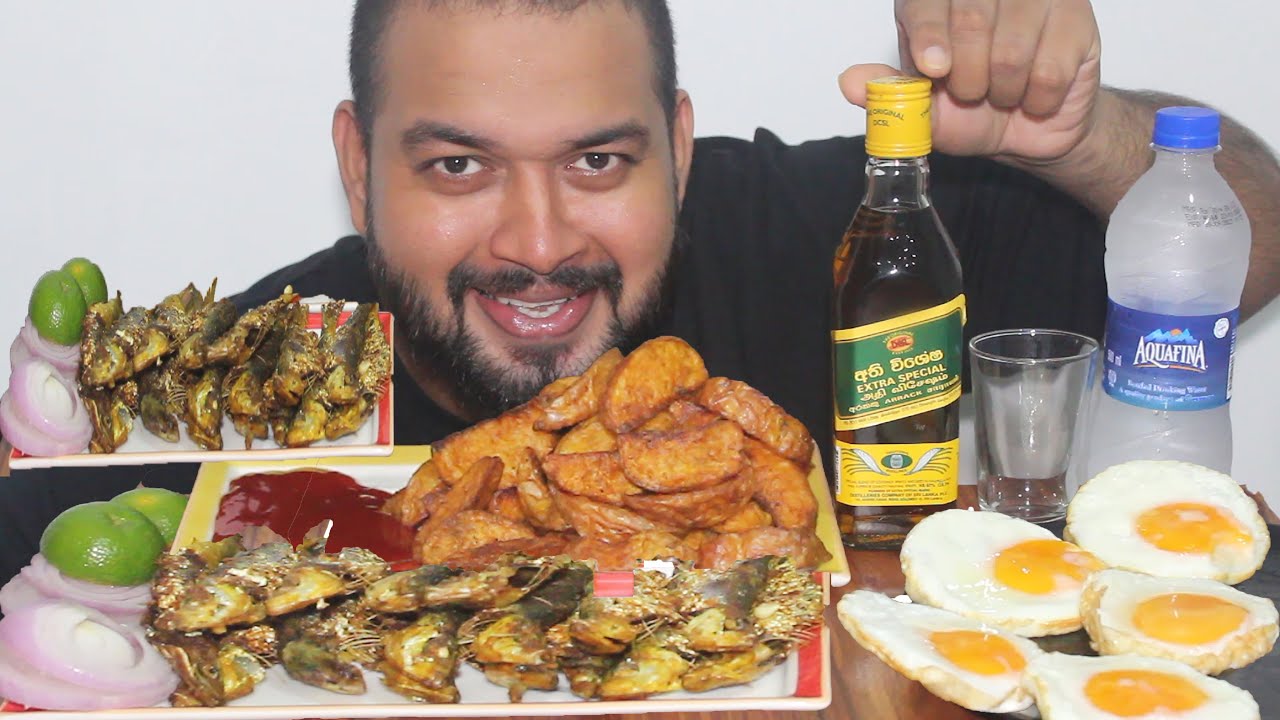 ගල් අරක්කු LIQUOR MUKBANG With Potato 🥔 wedges Fried Fish n Eggs