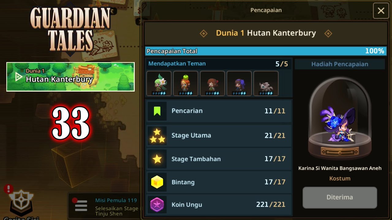 Guardian Tales World 1 Hutan Kanterbury Complete 100%