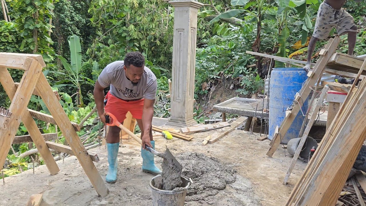 Flashing out the basement kitchen || rough cast || pulling first column finished 