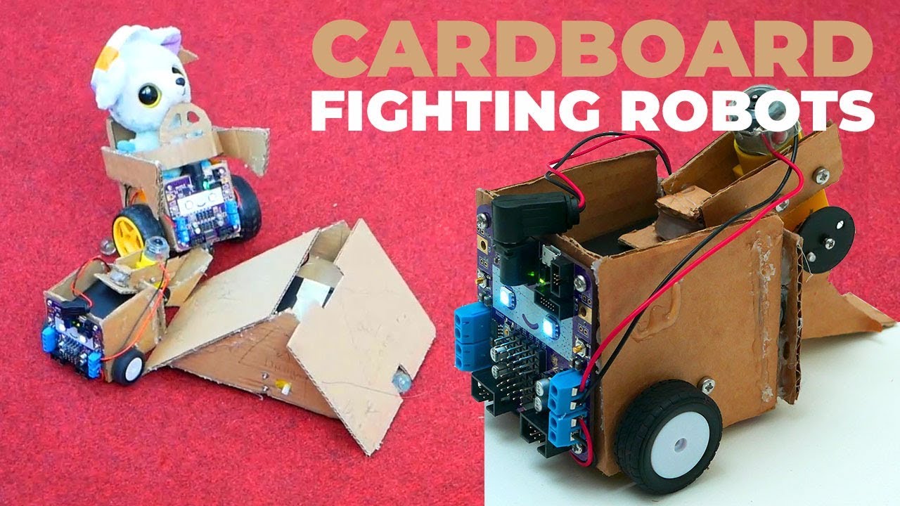 How to make cardboard BattleBots (fighting robots), a STEM Robot Workshop
