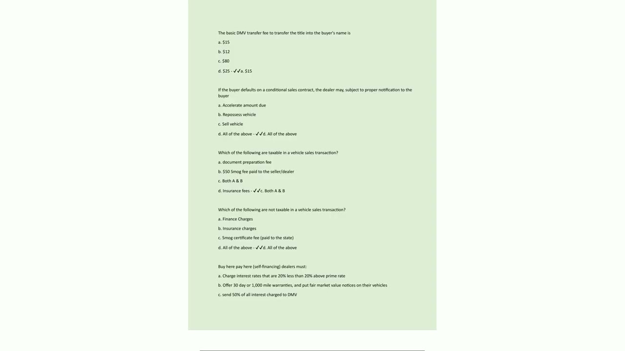 Car Dealer License Test  Questions with 100 Correct Answers  Verified  Latest Update 202441