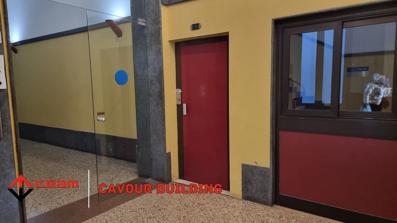 2 Interesting 2002 Ceam/Angelo Rossi roped hydraulic elevators@Cavour Building, Cremona, Italy