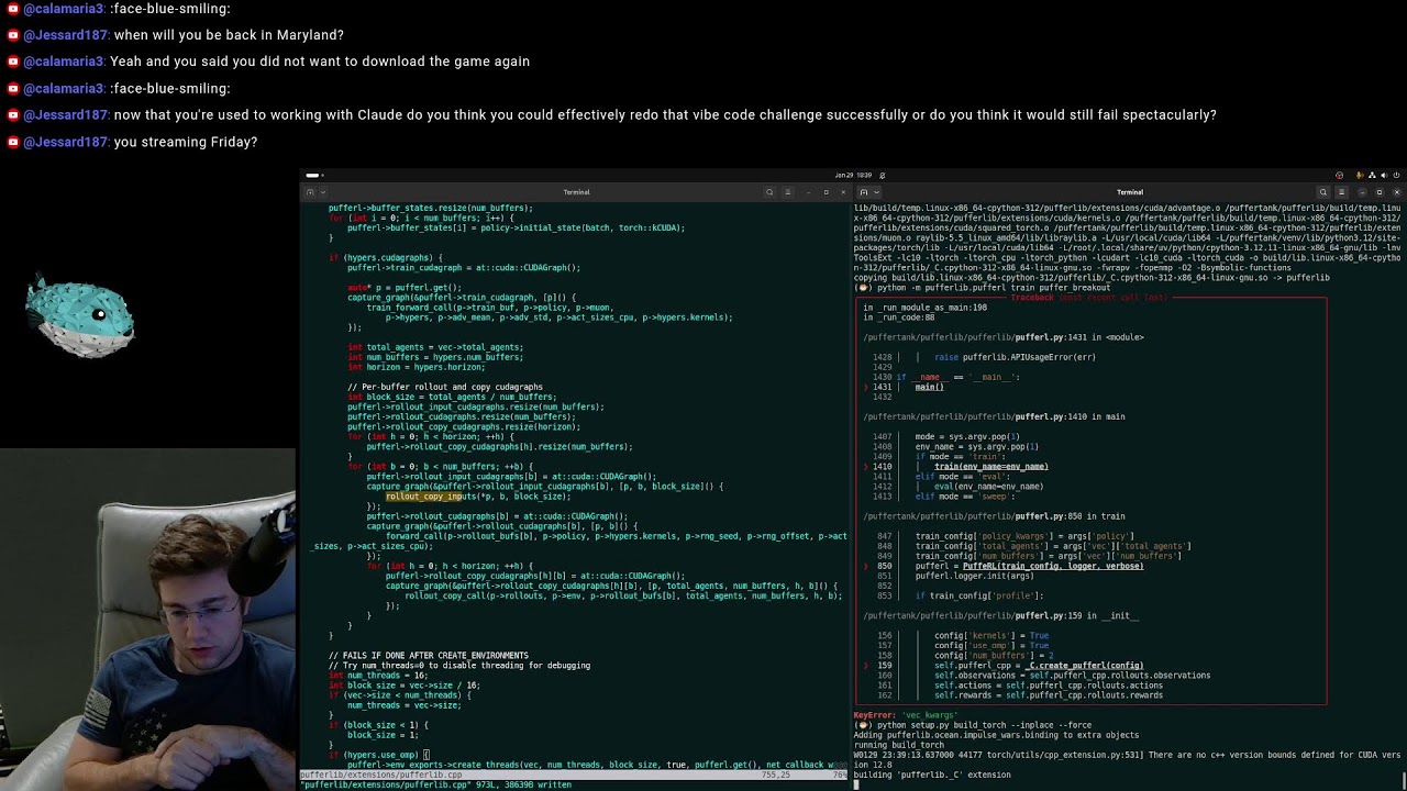 Live RL dev on PufferLib with Joseph Suarez