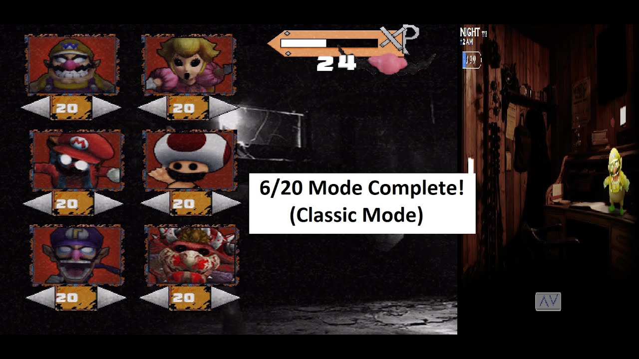 Five Nights at Wario's 2: I beat 6/20 Mode! (V 5.0 Classic Mode)