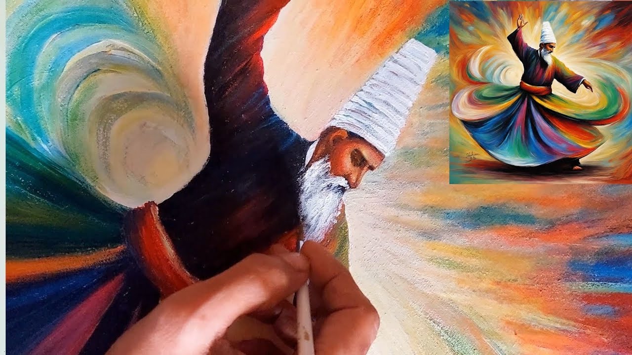Whirling Dervish | Sufi Painting Step by Step Tutorial #sufi #acrylicpainting