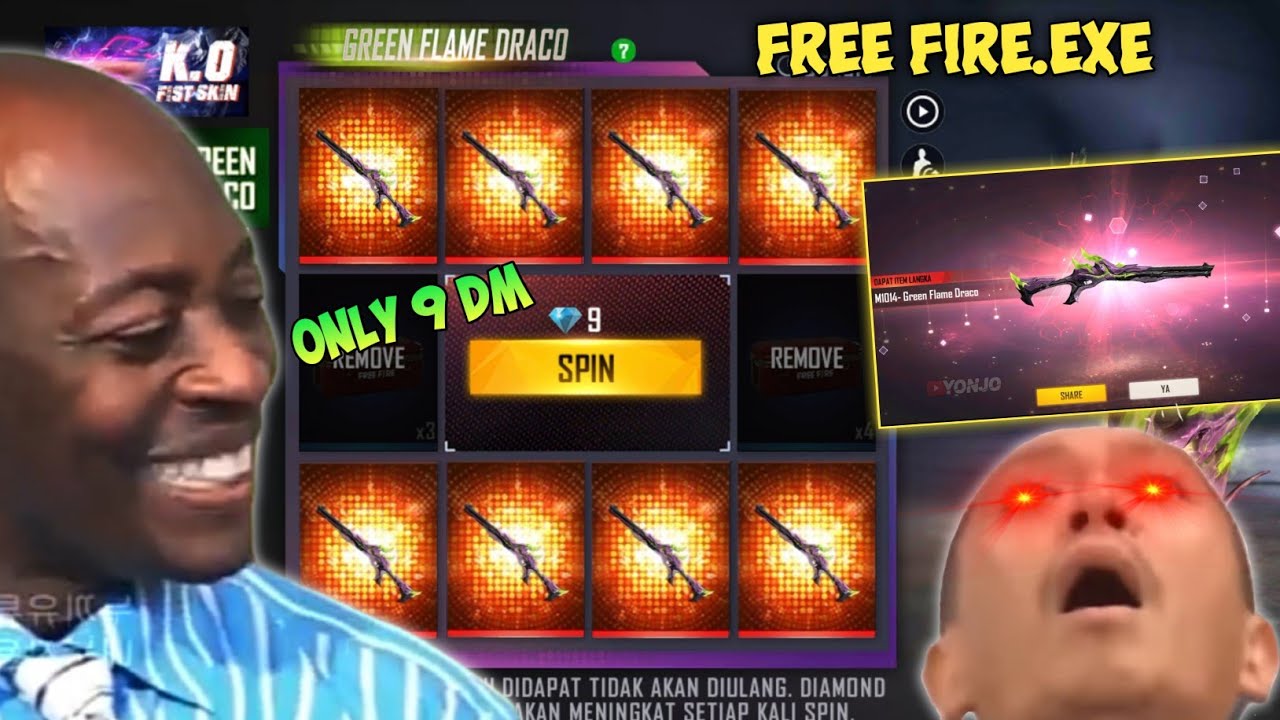 FREE FIRE.EXE - BUG GREEN FLAME DRACO.EXE | EVO GUN SHOTGUN M1014 ( ff exe )