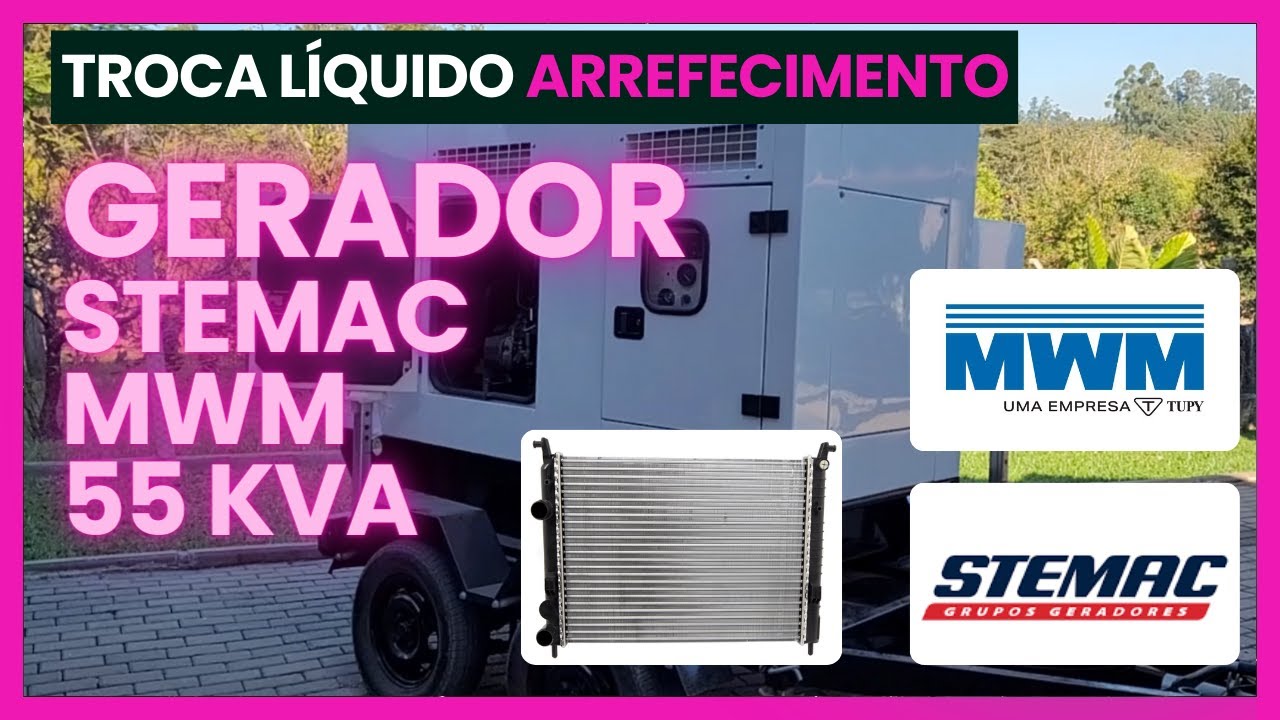 Troca líquido arrefecimento gerador Stemac 55kVA motor MWM 229 (fluido radiador)