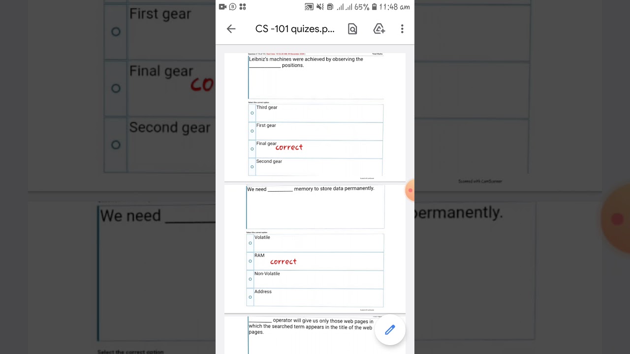 CS-101 Quizes most repeating 30 mcqs fall 2020