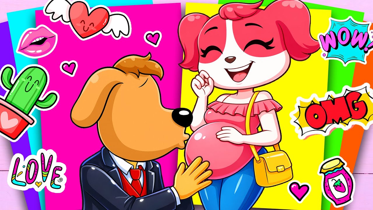 IS SHE PREGNANT? 💕 JEALOUS ANTEL! DADDY LABRADOR Sticker Book #paperdiy #asmr #sherifflabrador