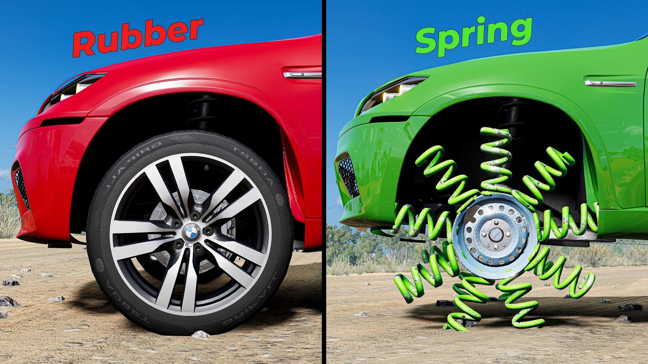 Spring Wheel vs Rubber Wheel #7 - Beamng drive