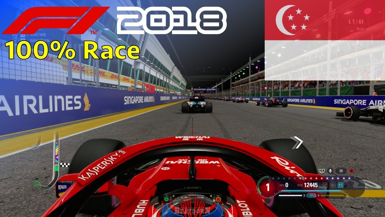 F1 2018 - 100% Race @ Marina Bay Street Circuit, Singapore in Räikkönen's Ferrari