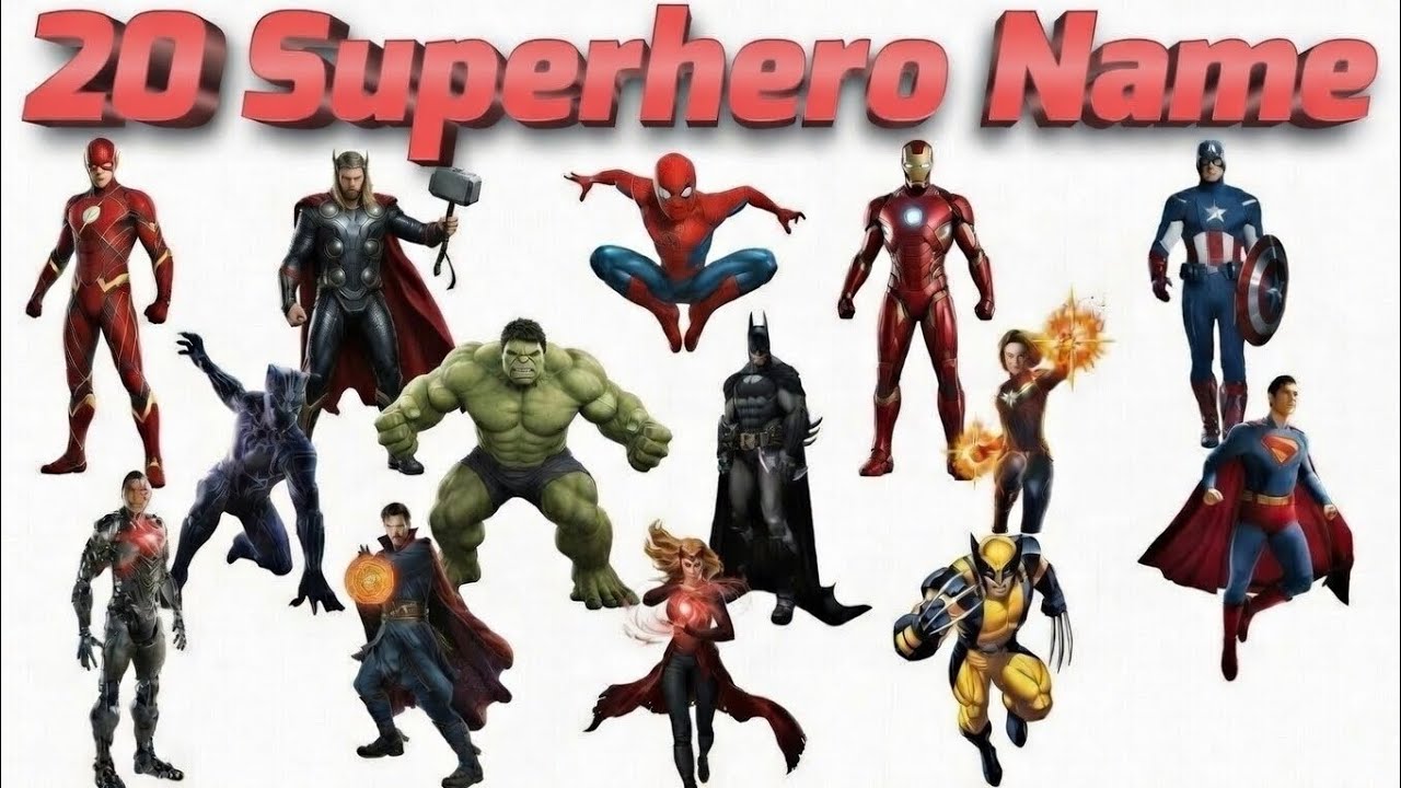 20 Superhero Names for Kids in English & Hindi 🦸‍♂️ | Superheroes Learning Video | Kids Educational 
